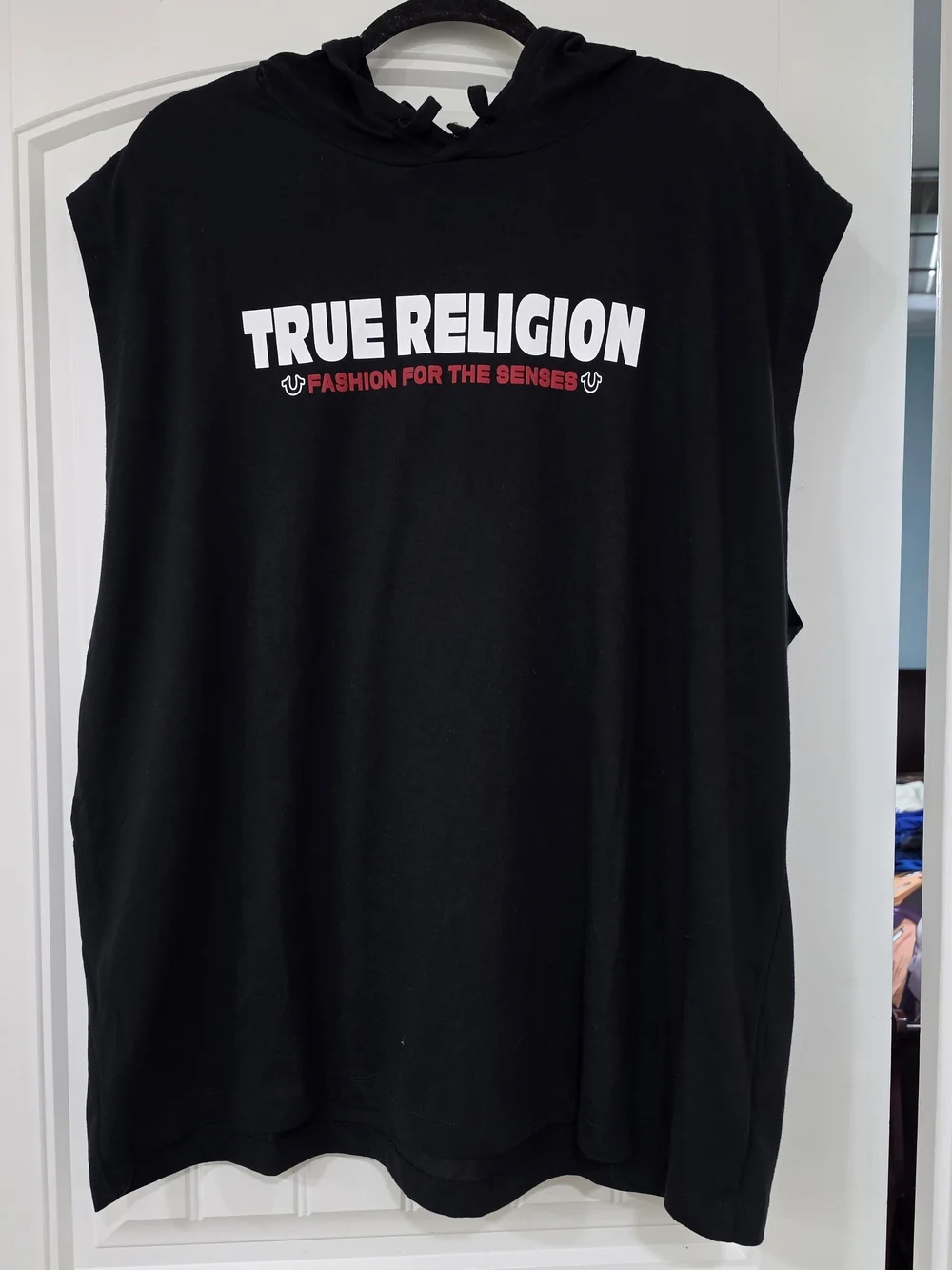 True Religion Men's Black Logo Hoodie Tank